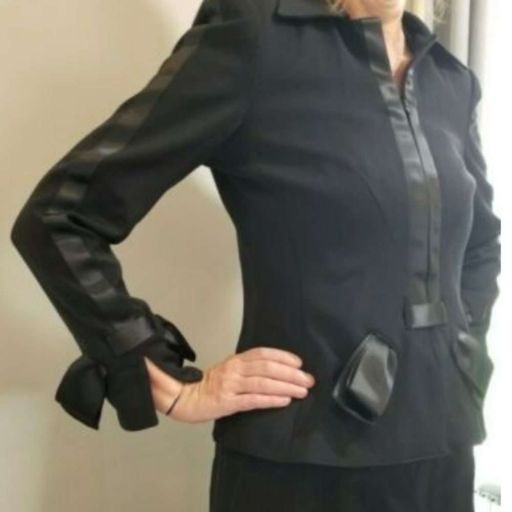 Vtg Designer Miri New York Black Dress Suit